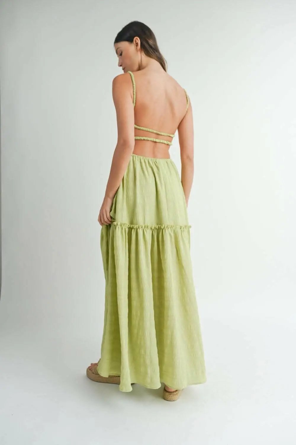 MABLE Cutout Waist Backless Maxi Dress - Love Salve